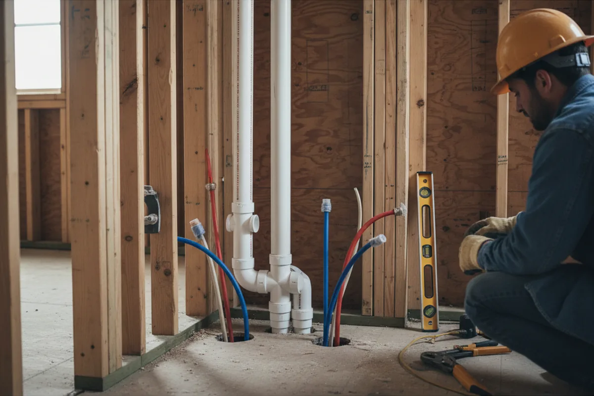 Drain and supply rough-in during Garbage Disposal Repair in Lambertville